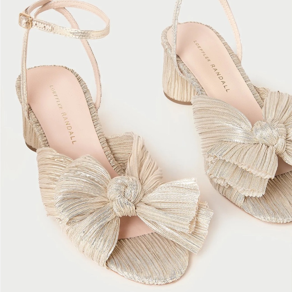 Loeffler Randall Dahlia Platinum Pleated Bow Heel